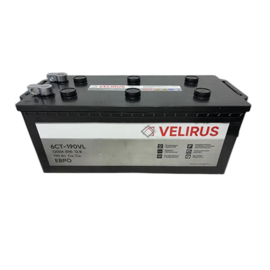 Аккумулятор автомобильный АКОМ 6СТ-190 АЗ VELIRUS-ЕВРО EN 1200