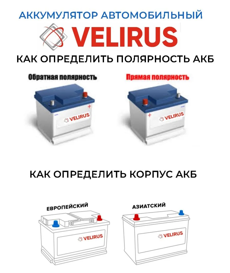 Аккумулятор автомобильный АКОМ 6СТ-60 VELIRUS+EFB ЕВРО EN600