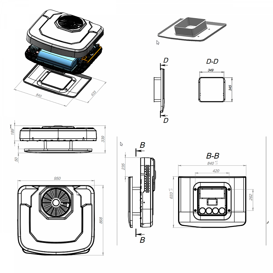 Автокондиционер электрический МОНОБЛОК AXI-2000 12В