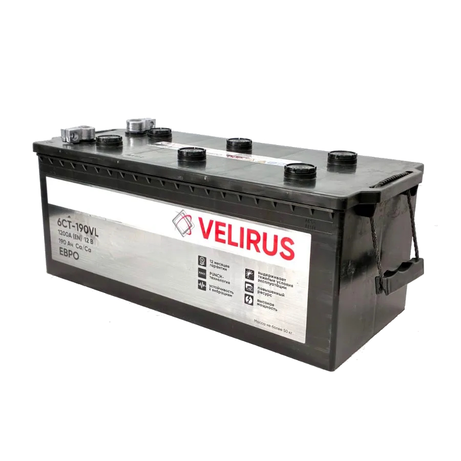 Аккумулятор автомобильный АКОМ 6СТ-190 АЗ VELIRUS-ЕВРО EN 1200